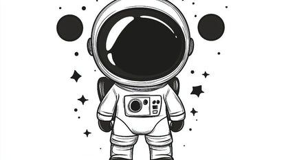 Papier Peint Astronaute Design Spatial Noir et Blanc