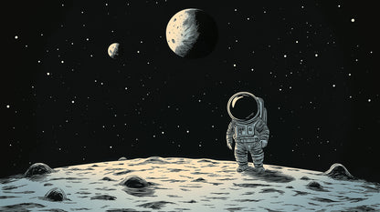 Papier Peint Espace Astronaute sur la Lune avec Ciel Étoilé