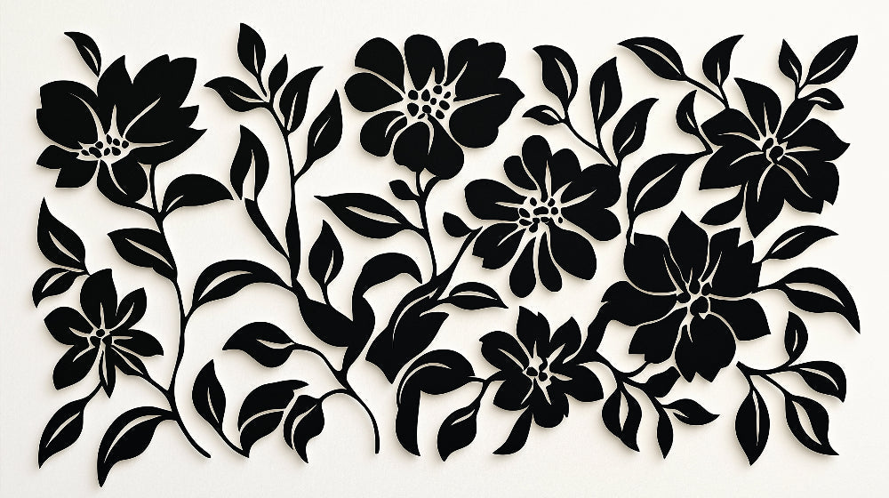 Papier Peint Fleuri Motif Botanique Noir et Blanc