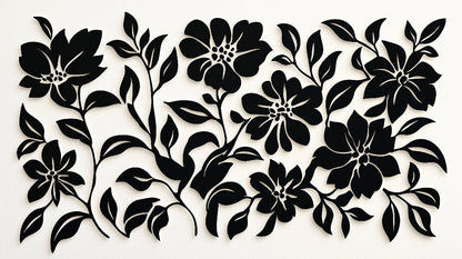 Papier Peint Fleuri Motif Botanique Noir et Blanc