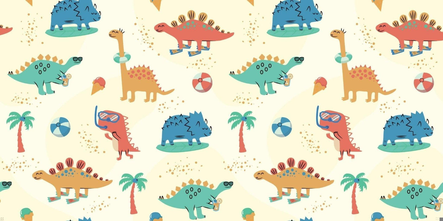 Papier Peint Dinosaure Aventure Estivale et Palmiers Tropicaux