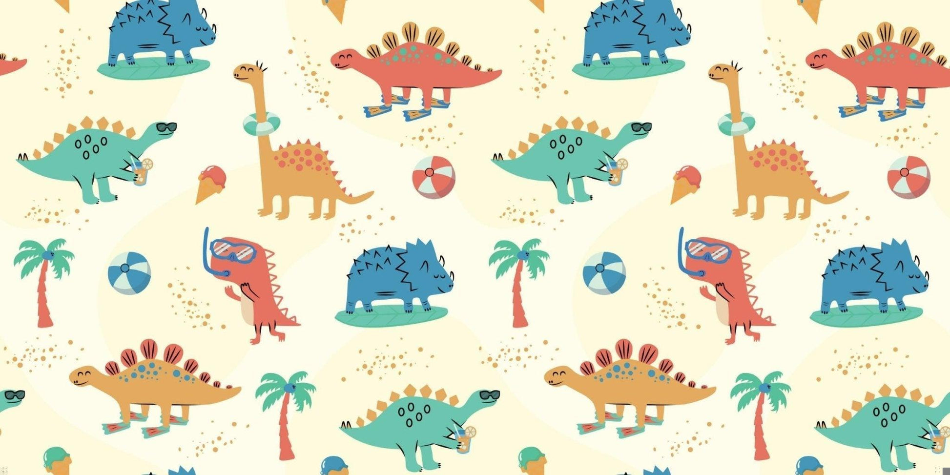 Papier Peint Dinosaure Aventure Estivale et Palmiers Tropicaux