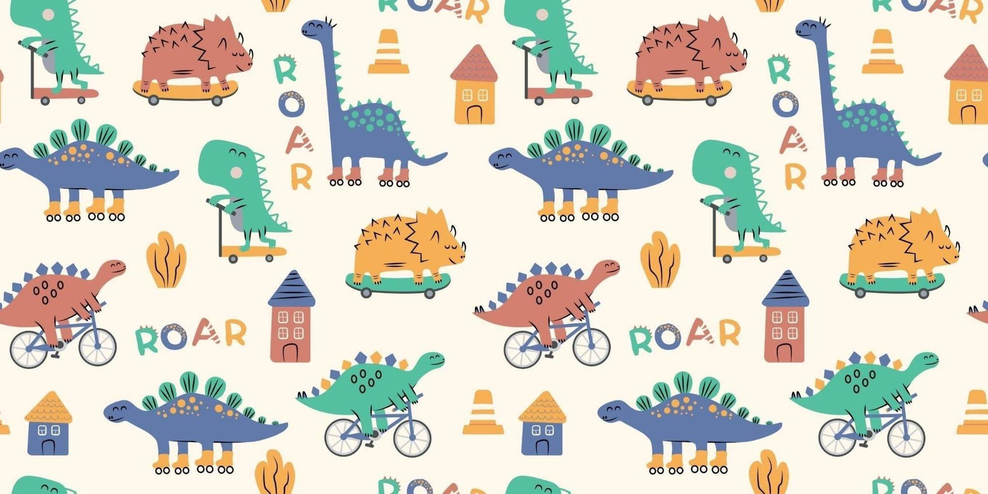 Papier Peint Dinosaure Motifs Sportifs et Ludiques en Pastel