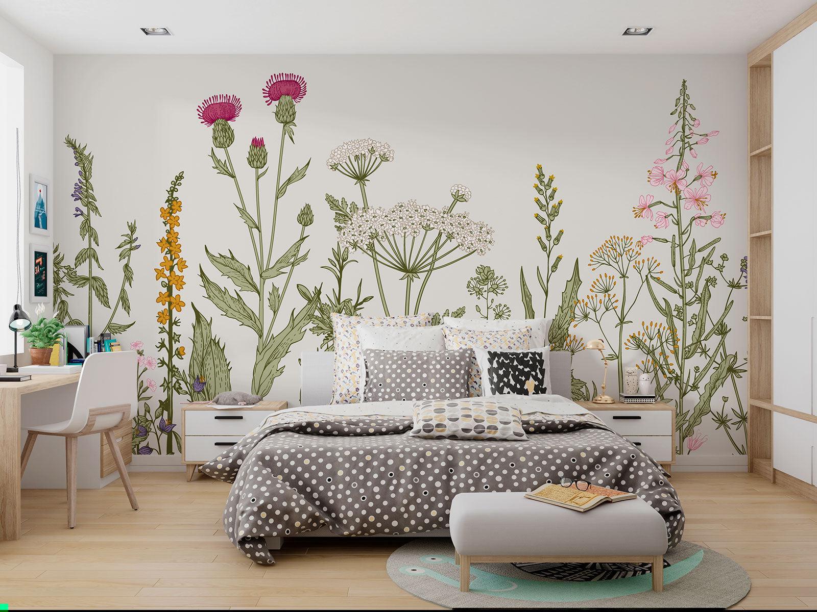 Papier Peint Floral Fresque Botanique de Fleurs Sauvages Example de Design 3