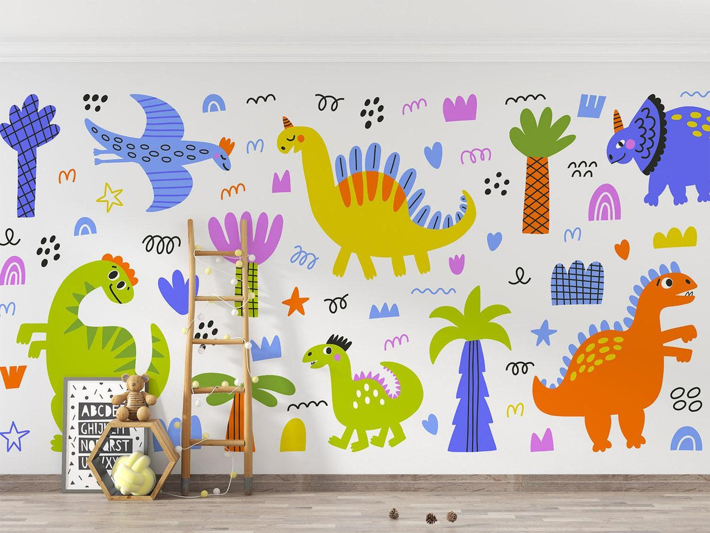 Papier Peint Dinosaure Décor Ludique et Coloré pour Enfants Example de Design 3