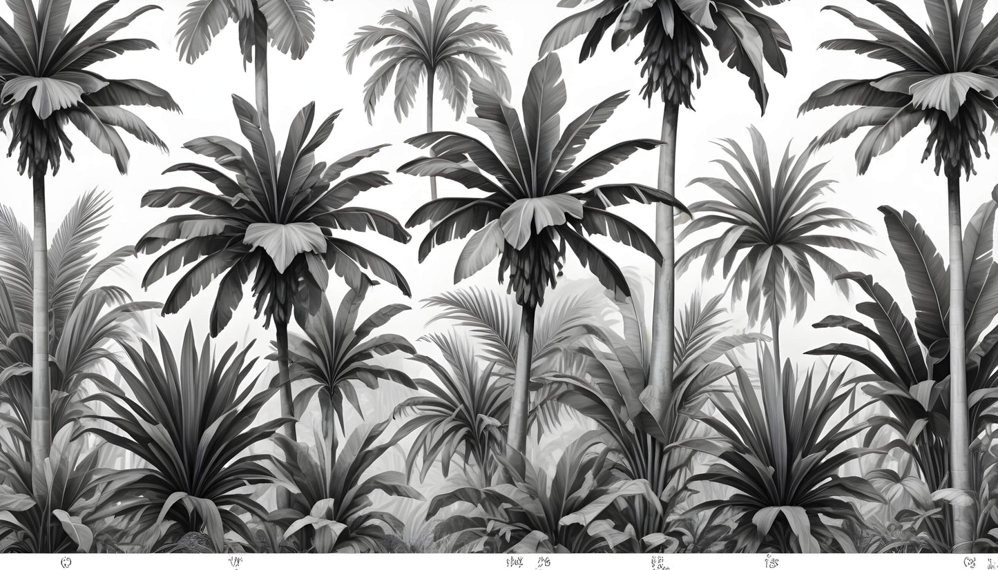 Papier Peint Palmier Design Tropical Monochrome Élégant