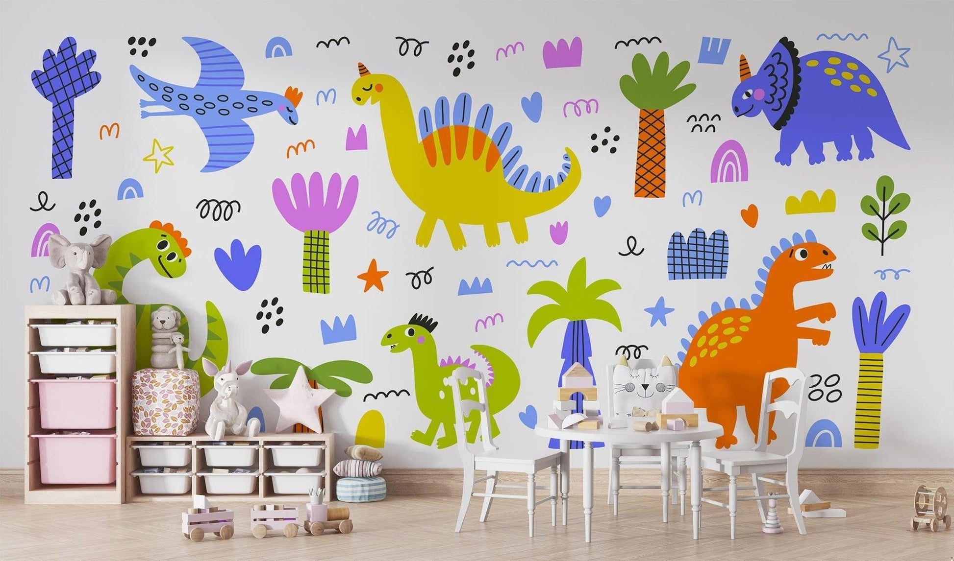 Papier Peint Dinosaure Décor Ludique et Coloré pour Enfants Example de Design 4