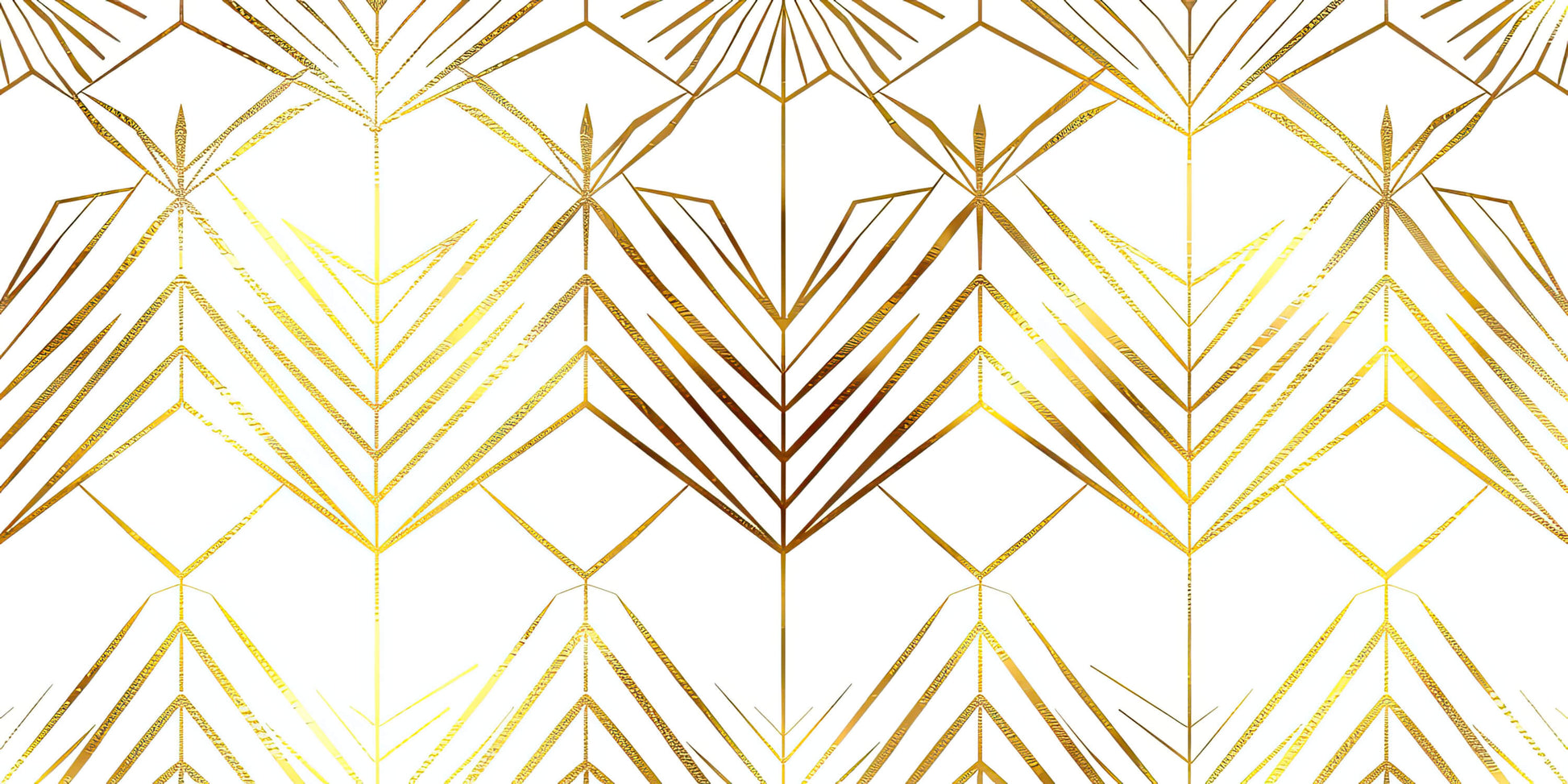 Papier Peint Art Déco Motif Géométrique Doré sur Fond Blanc