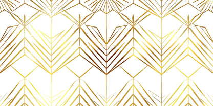 Papier Peint Art Déco Motif Géométrique Doré sur Fond Blanc