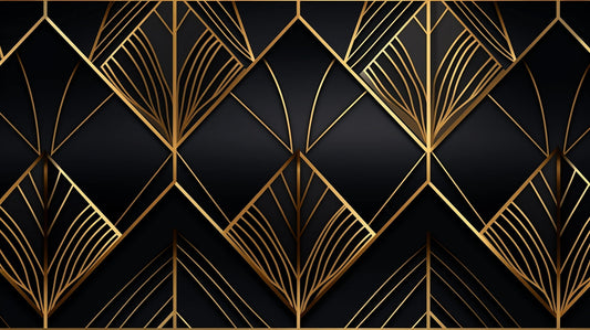 Papier Peint Art Déco Motif Géométrique Noir et Doré