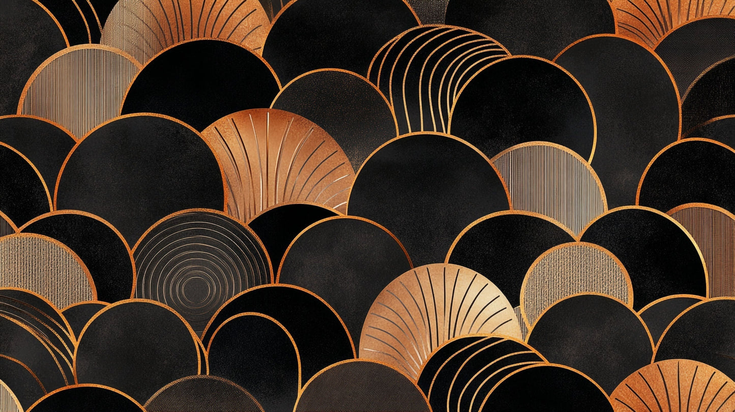 Papier Peint Art Déco Arches Géométriques Noir et Doré