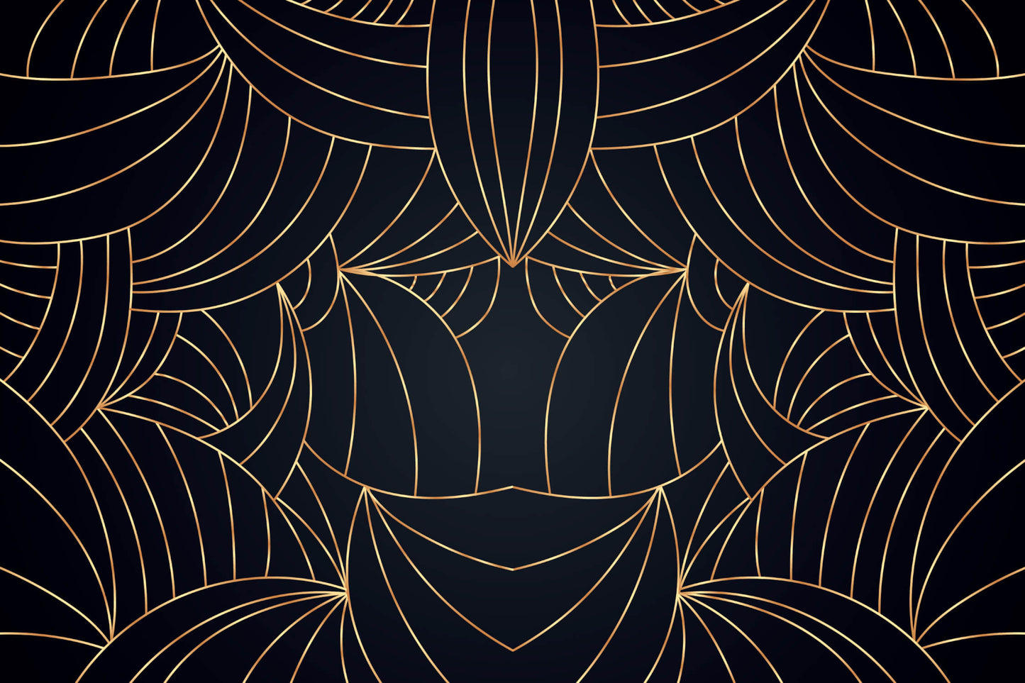 Papier Peint Art Déco Motif Géométrique Noir et Doré