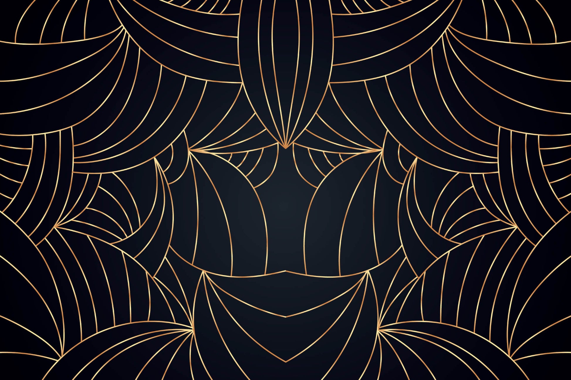 Papier Peint Art Déco Motif Géométrique Noir et Doré