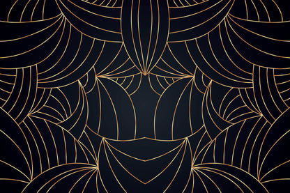 Papier Peint Art Déco Motif Géométrique Noir et Doré
