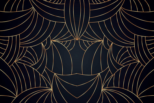 Papier Peint Art Déco Motif Géométrique Noir et Doré