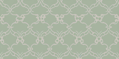 Papier Peint Art Déco Motif Géométrique Vert Sauge et Beige
