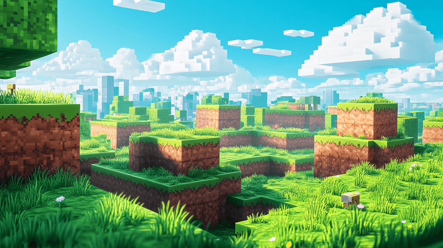 Papier Peint Gamer Paysage Minecraft en Pixel Art