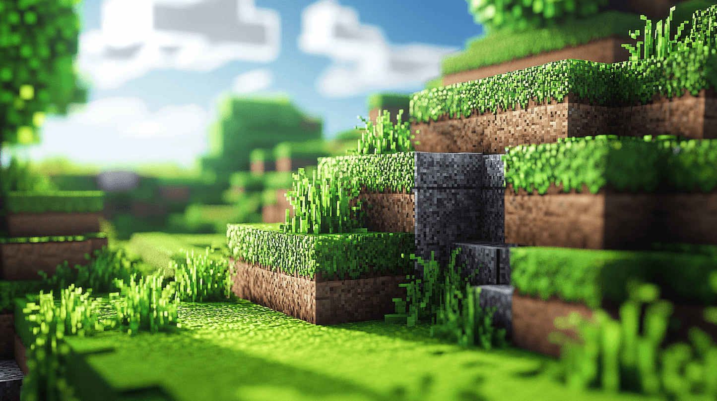 Papier Peint Gamer Paysage Pixelisé Minecraft