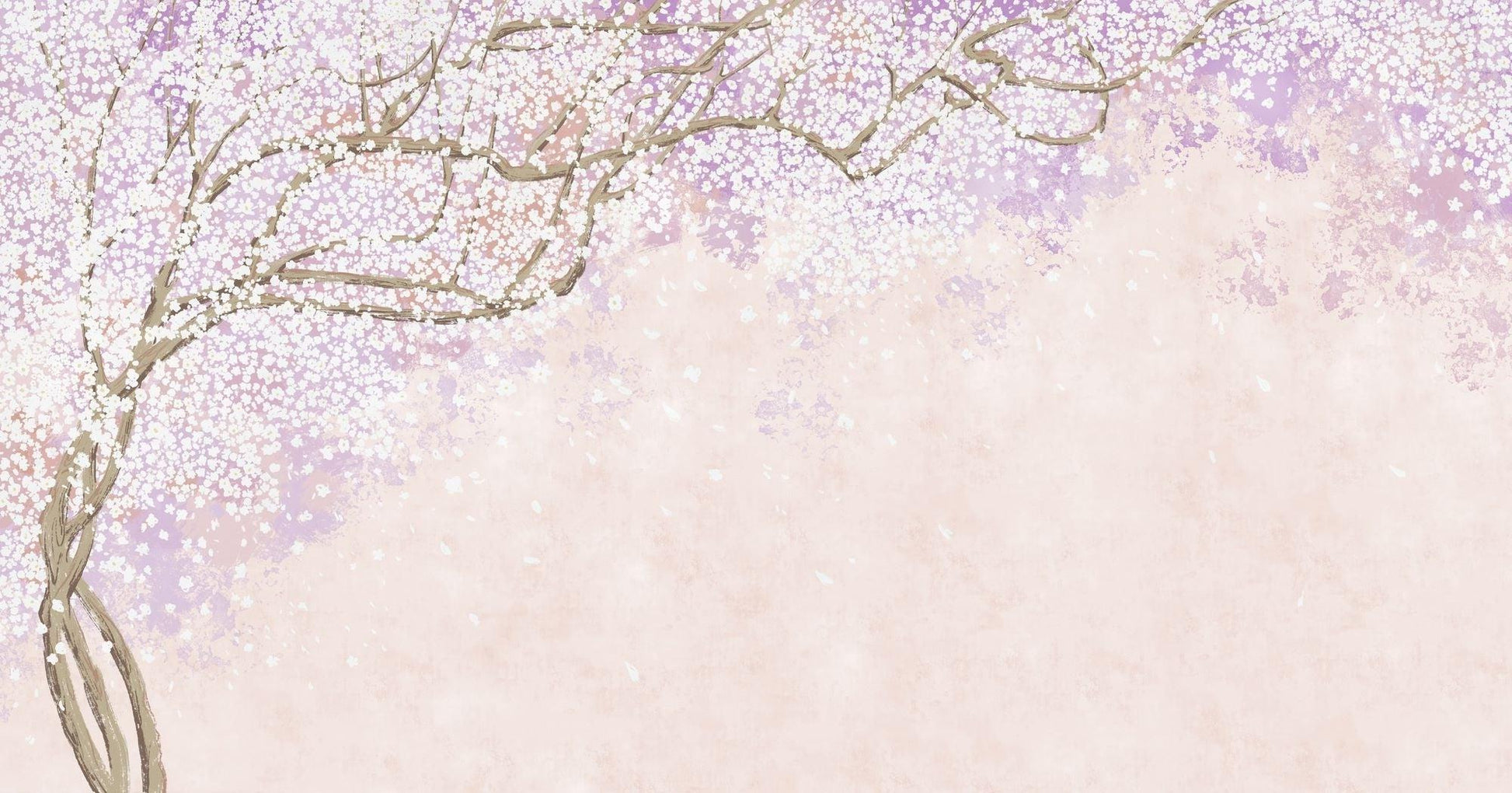 Papier Peint Cerisier Japonais Branches de Sakura Rose et Lavande